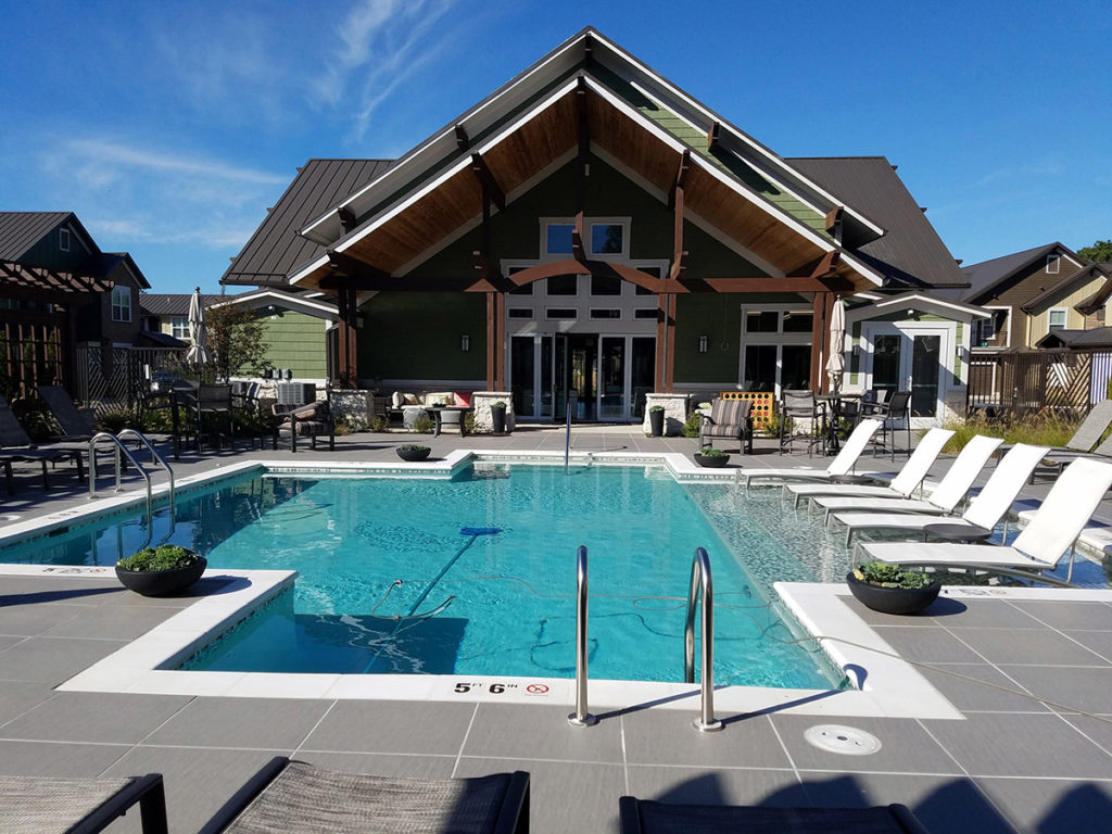 Pool area hardscape and landscape design